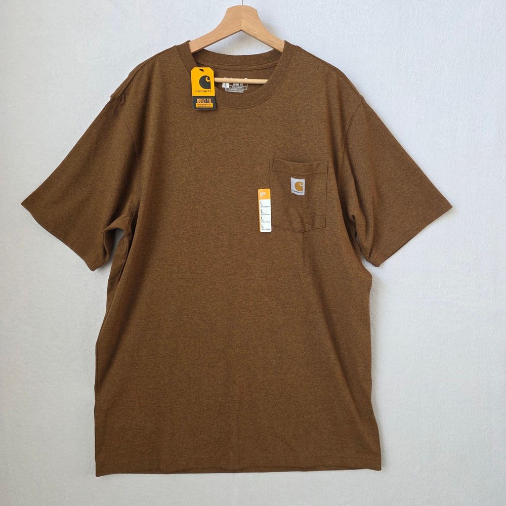 Carhartt T-Shirt Mens L Tall Brown Loose Fit Pocket Crew Neck NWT